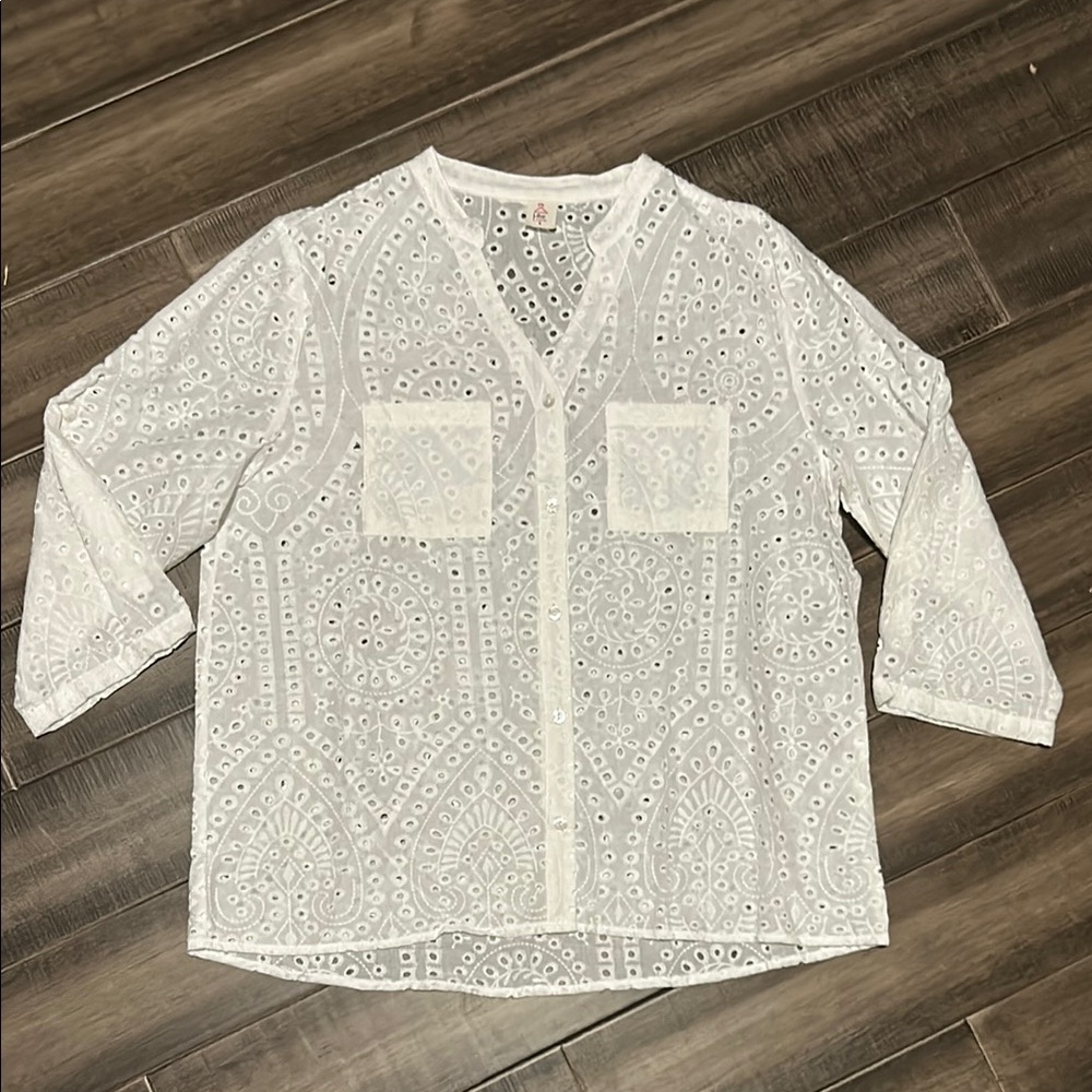 NWOT Like Love White Eyelet Blouse Small